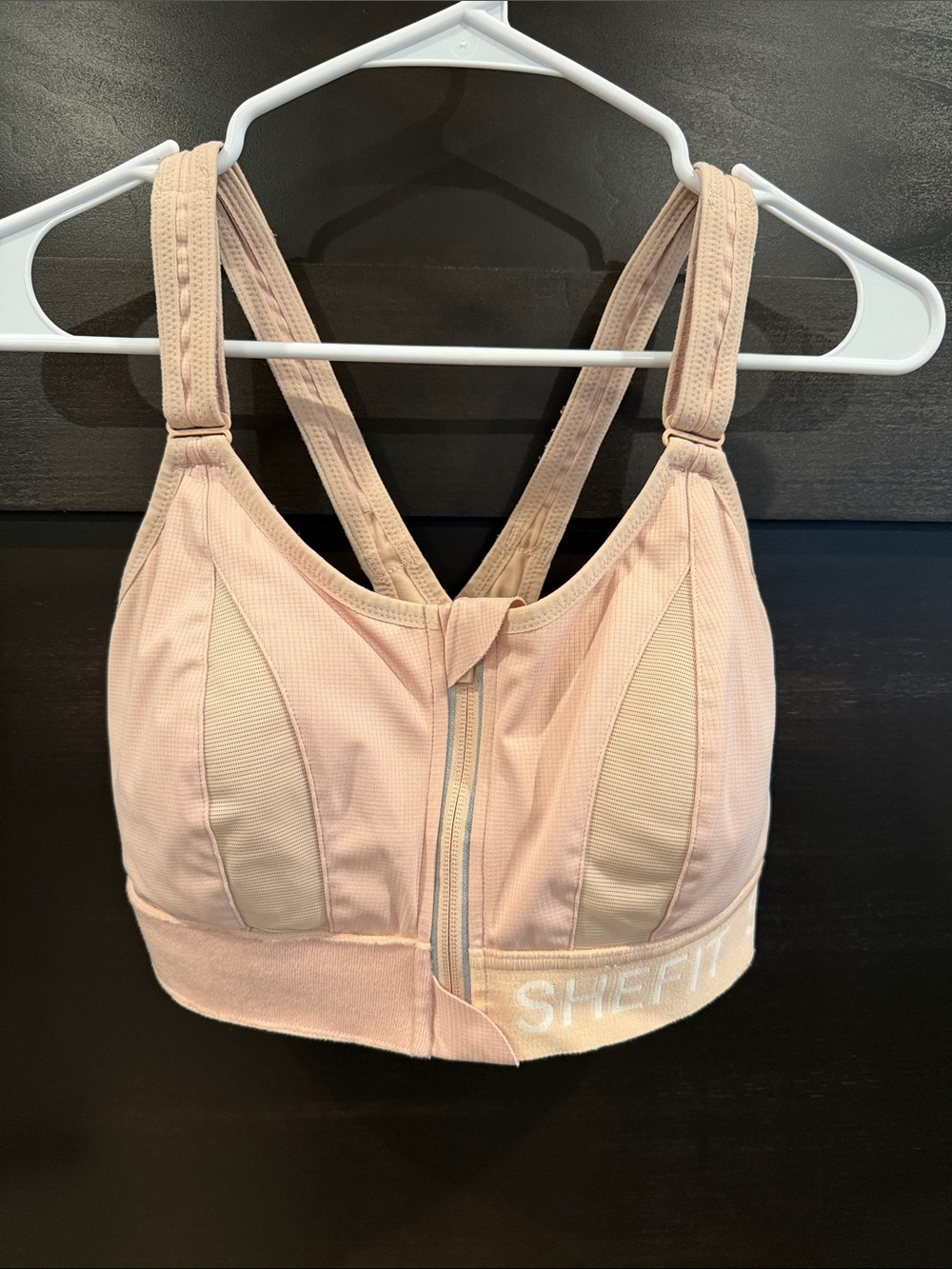 SHEFIT Ultimate Blush Front-Zip High-Impact Support Sports Bra